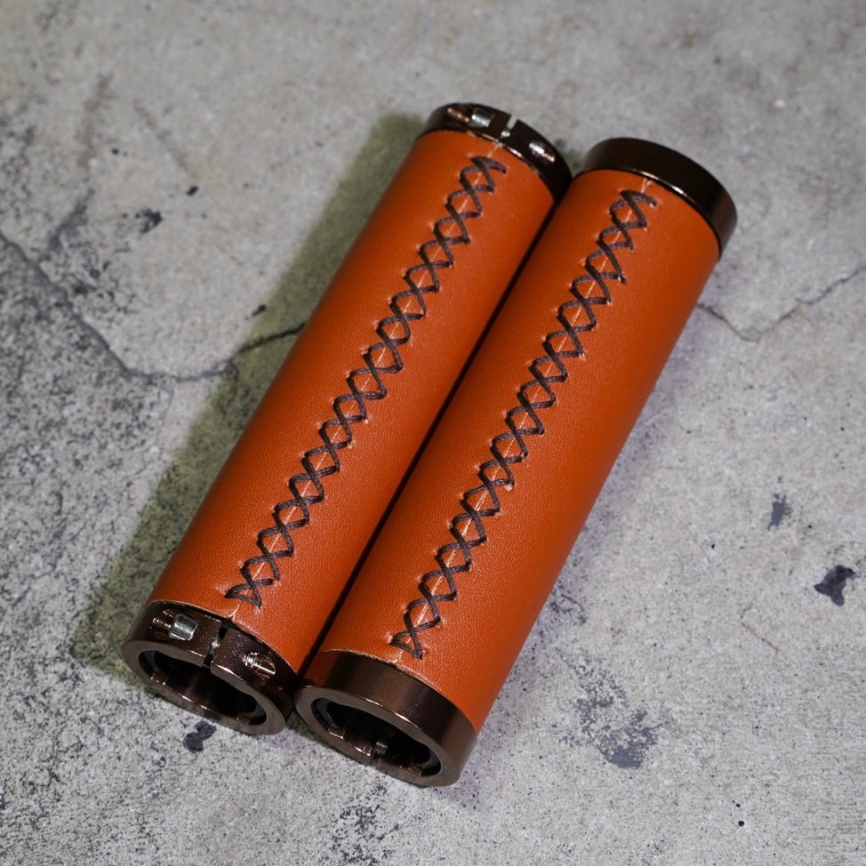 【LINKEY】Lock - on Grip - Camel leather - LINKEY CYCLE【LINKEY】Lock - on Grip - Camel leather -