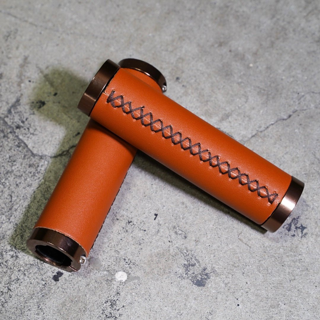 【LINKEY】Lock - on Grip - Camel leather - LINKEY CYCLE【LINKEY】Lock - on Grip - Camel leather -